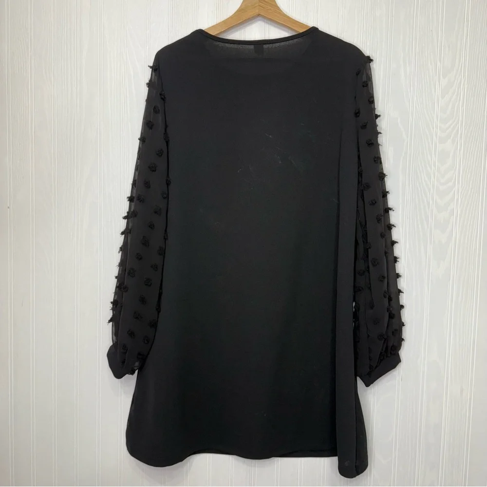 Black A-line midi dress with sheer mesh long sleeves size XL - Picture 6 of 10